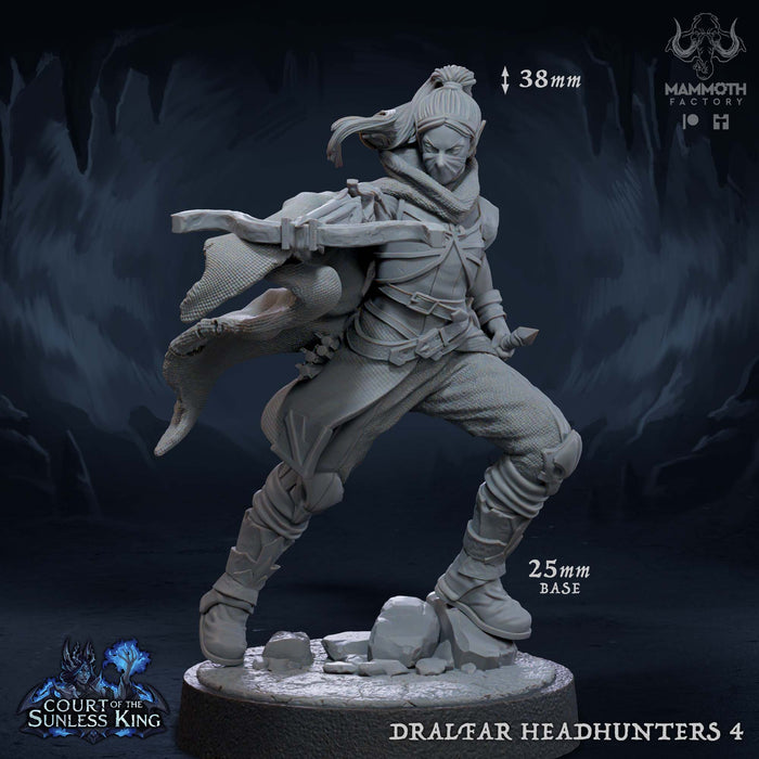Dralfar Headhunter 4 | Court of the Sunless King | Fantasy Tabletop Miniature | Mammoth Factory