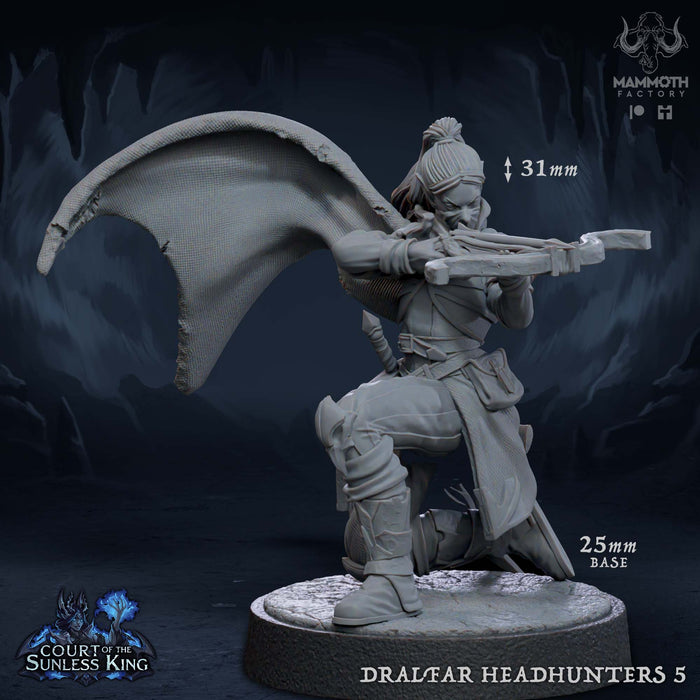 Dralfar Headhunter 5 | Court of the Sunless King | Fantasy Tabletop Miniature | Mammoth Factory