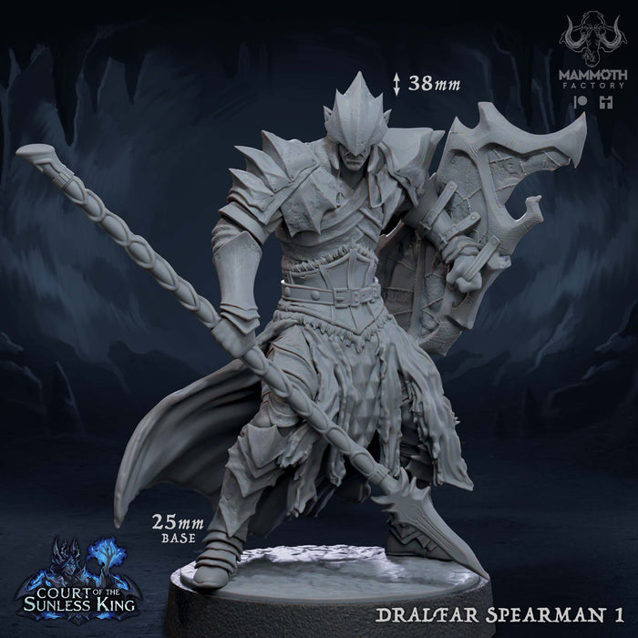 Dralfar Spearman 1 | Court of the Sunless King | Fantasy Tabletop Miniature | Mammoth Factory
