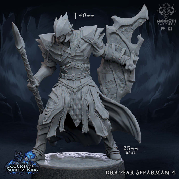 Dralfar Spearman 4 | Court of the Sunless King | Fantasy Tabletop Miniature | Mammoth Factory