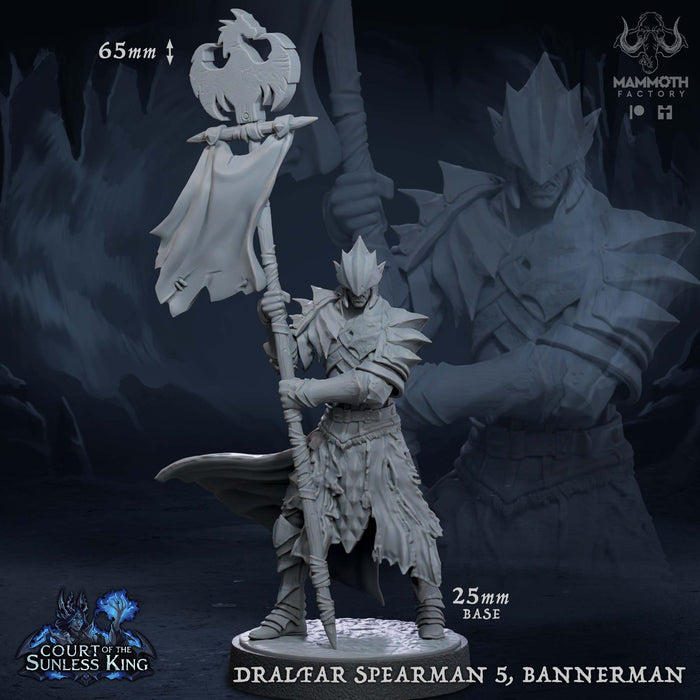 Dralfar Spearman 5 | Court of the Sunless King | Fantasy Tabletop Miniature | Mammoth Factory