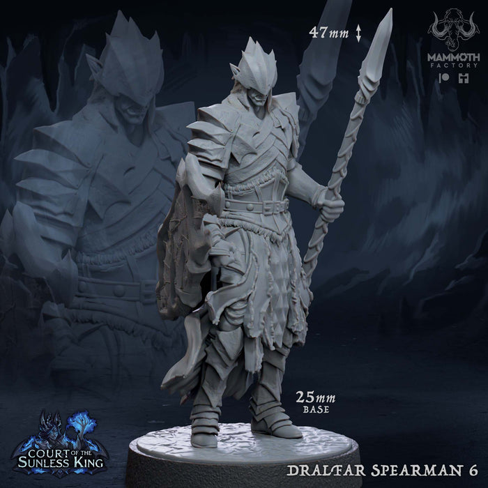 Dralfar Spearman 6 | Court of the Sunless King | Fantasy Tabletop Miniature | Mammoth Factory