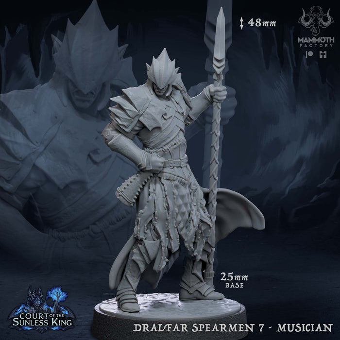 Dralfar Spearman 7 | Court of the Sunless King | Fantasy Tabletop Miniature | Mammoth Factory