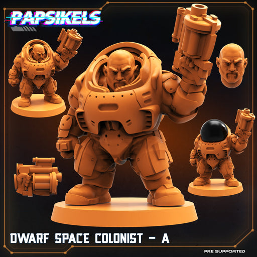 Dwarf Space Colonist A | Skull Hunters V Space Rambutan | Sci-Fi Miniature | Papsikels TabletopXtra