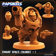 Dwarf Space Colonist Miniatures | Skull Hunters V Space Rambutan | Sci-Fi Miniature | Papsikels TabletopXtra