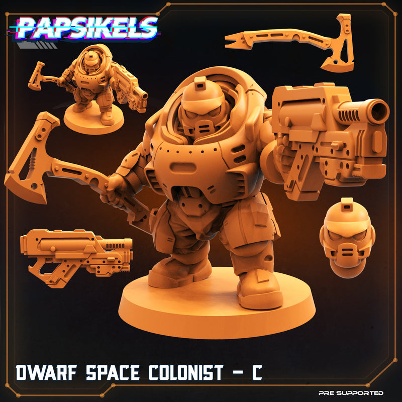 Dwarf Space Colonist Miniatures | Skull Hunters V Space Rambutan | Sci-Fi Miniature | Papsikels TabletopXtra