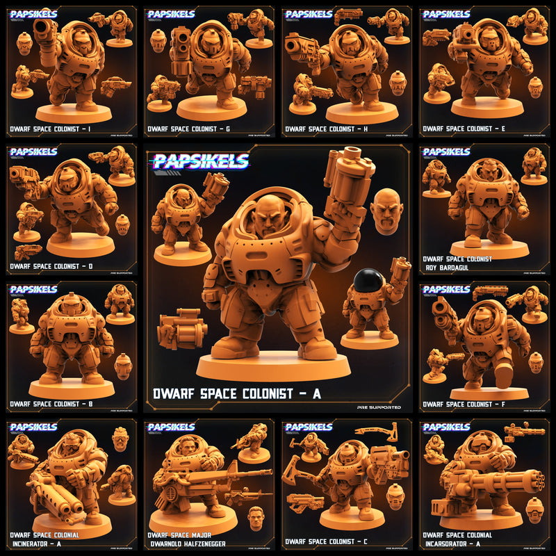 Dwarf Space Colonist Miniatures | Skull Hunters V Space Rambutan | Sci-Fi Miniature | Papsikels TabletopXtra
