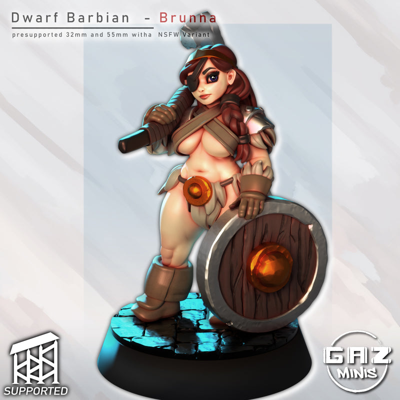 Dwarf Barbarian Brunna | Fantasy Pin-Up | Gaz Minis
