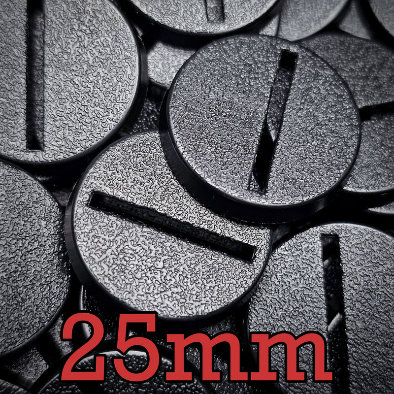 25mm Round Slotted Bases for Wargaming Miniatures | Durable Plastic | Compatible with Popular Tabletop Games