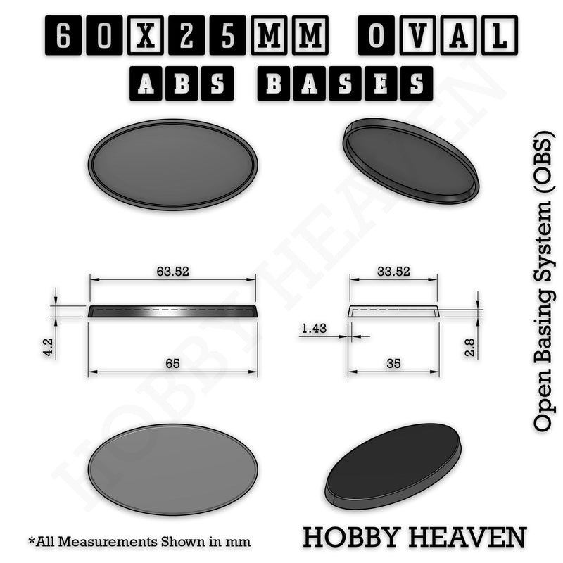 60x35mm Oval Plain Plastic Bases