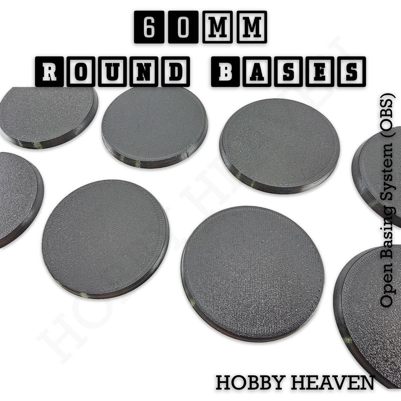 'True' 60mm Round Textured Bases 3d Printed