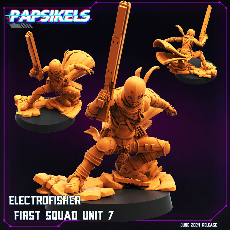 Electrofisher Squad Unit B Miniatures  | Cyberpunk | Sci-Fi Miniature | Papsikels