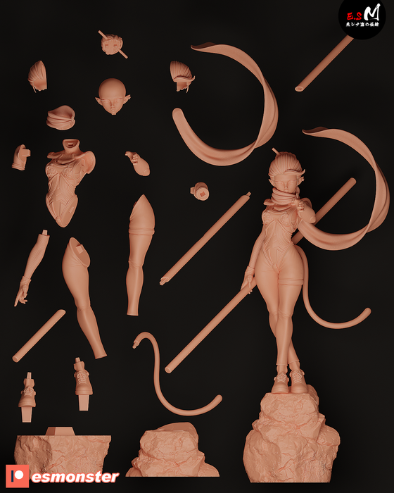 Monkey King | Pin-Up Statue Fan Art Miniature Unpainted | E.S Monster