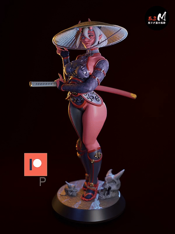 Oni girl | Pin-Up Statue Fan Art Miniature Unpainted | E.S Monster