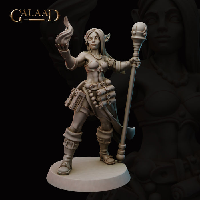 Elf Wizard | Female Mages and Fighters | Fantasy Miniature | Galaad Miniatures