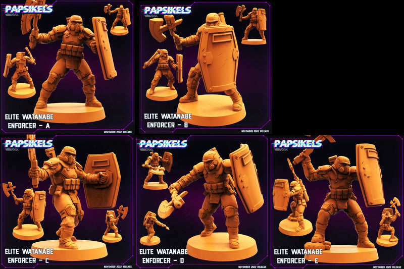 Elite Watanabe Enforcer Miniatures | Cyberpunk | Sci-Fi Miniature | Papsikels TabletopXtra