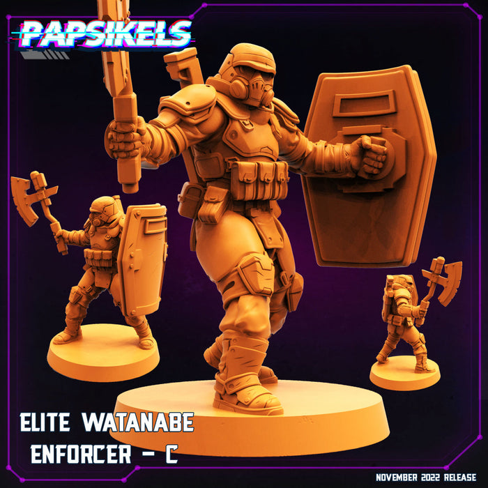 Elite Watanabe Enforcer Miniatures | Cyberpunk | Sci-Fi Miniature | Papsikels TabletopXtra