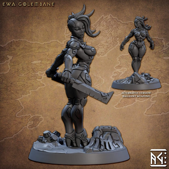 Warforged Ewa Golembane Pin-Up | Golem Simulacra | Fantasy D&D Miniature | Artisan Guild