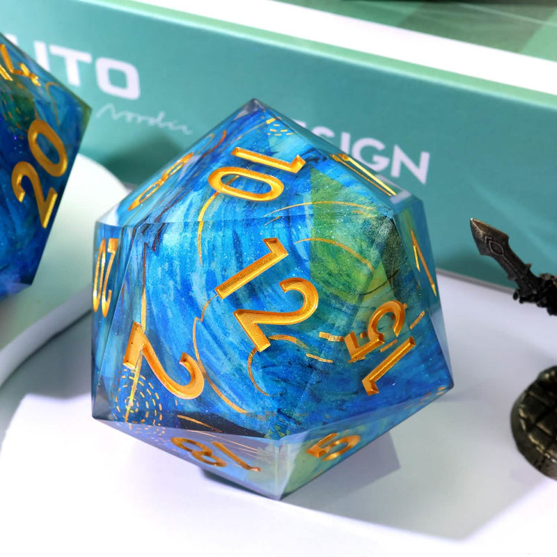 Astral Tide | 50mm D20 | Oversized Art Core Dice | Single Dice