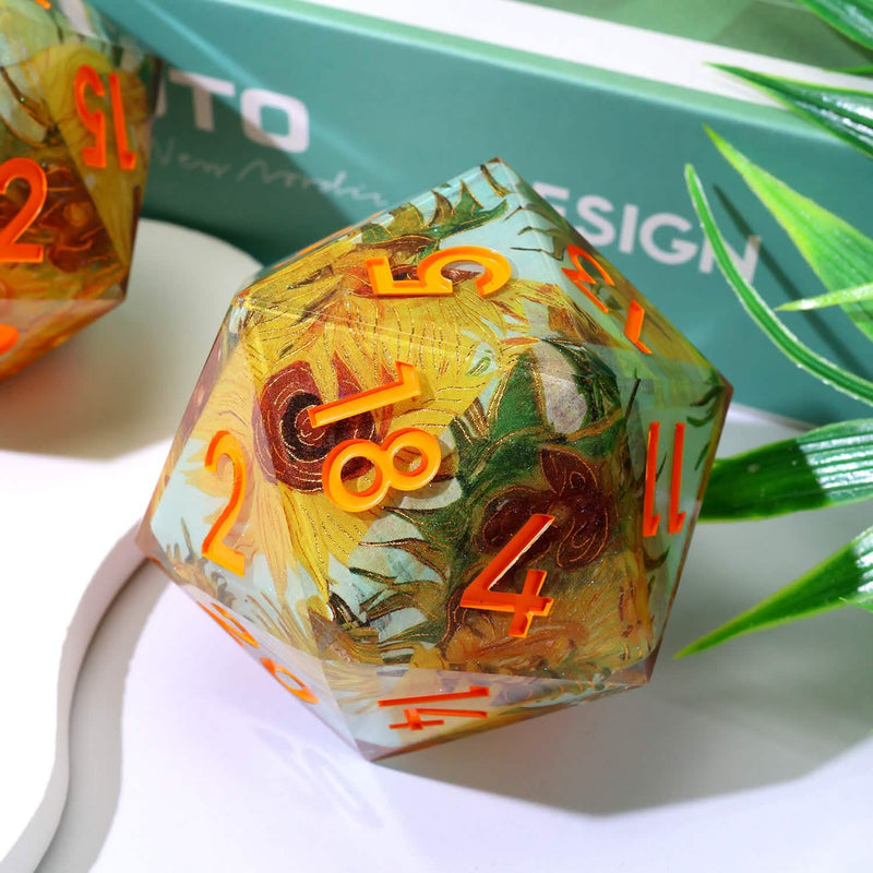 Solflowers Grace | 50mm D20 | Oversized Art Core Dice | Single Dice