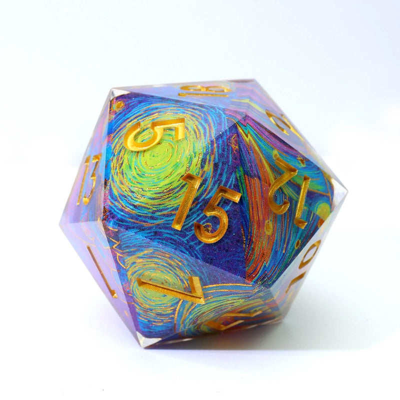 Gilded Cosmos | 33mm D20 | Oversized Art Core Dice | Single Dice