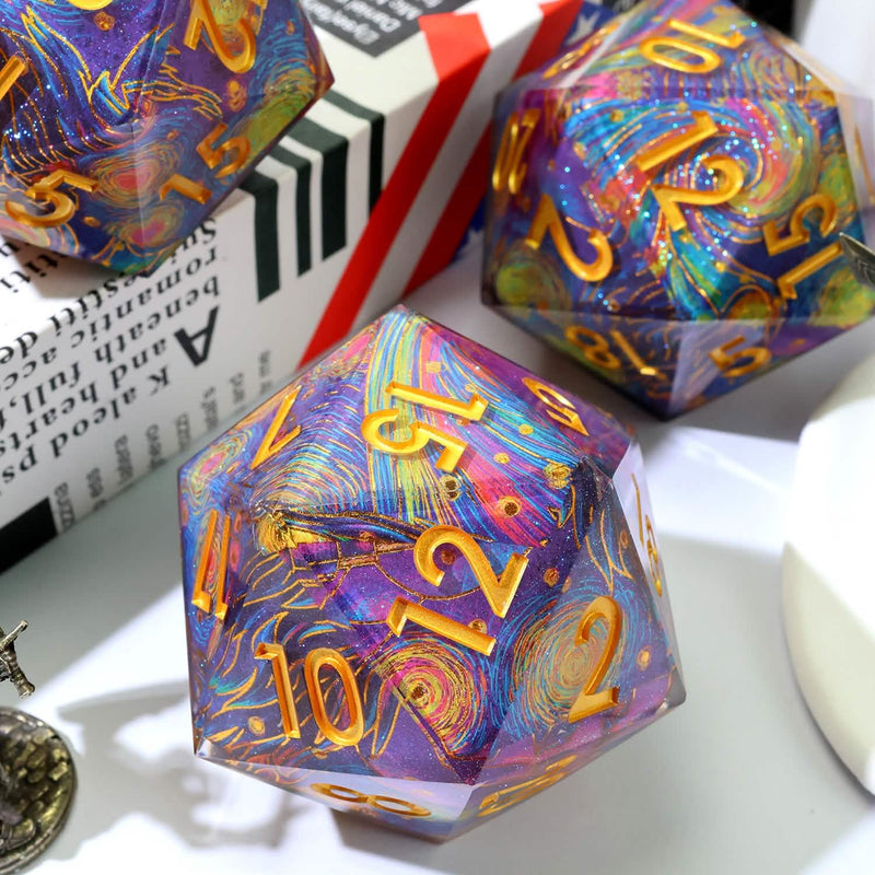 Gilded Cosmos | 33mm D20 | Oversized Art Core Dice | Single Dice