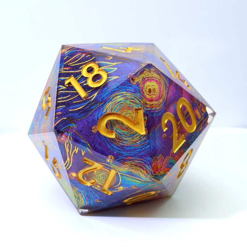 Gilded Cosmos | 50mm D20 | Oversized Art Core Dice | Single Dice