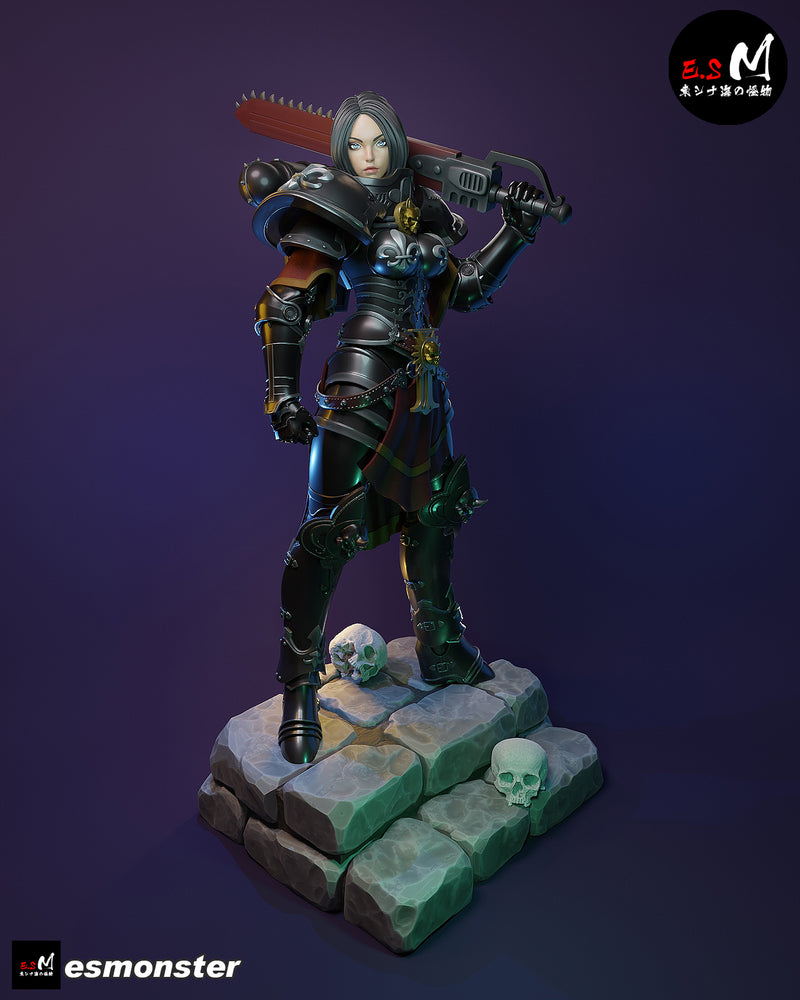 Battle Sister | Pin-Up Statue Fan Art Miniature Unpainted | E.S Monster