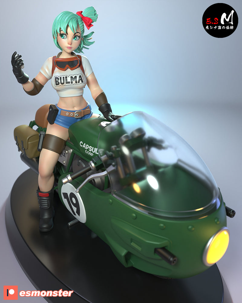 Bulma on Bike | Pin-Up Statue Fan Art Miniature Unpainted | E.S Monster