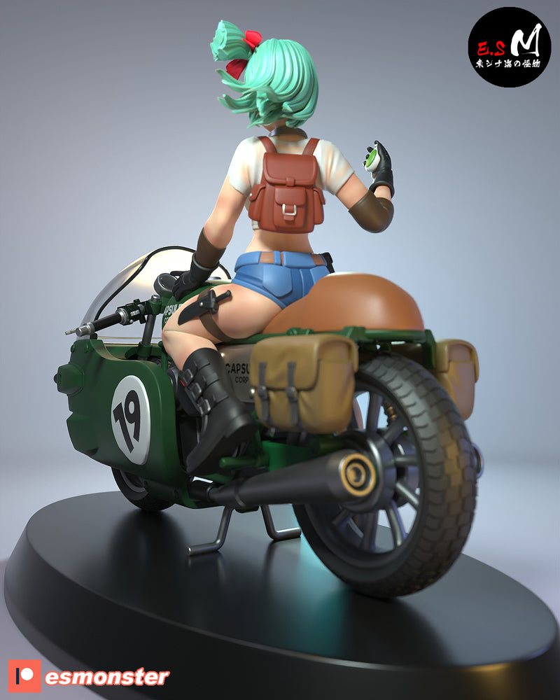 Bulma on Bike | Pin-Up Statue Fan Art Miniature Unpainted | E.S Monster
