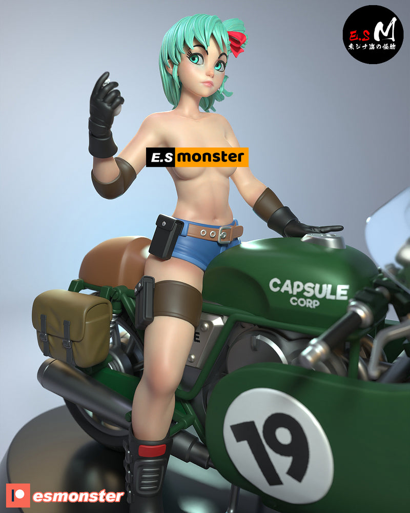 Bulma on Bike | Pin-Up Statue Fan Art Miniature Unpainted | E.S Monster