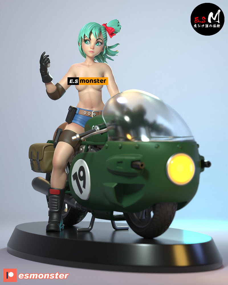 Bulma on Bike | Pin-Up Statue Fan Art Miniature Unpainted | E.S Monster