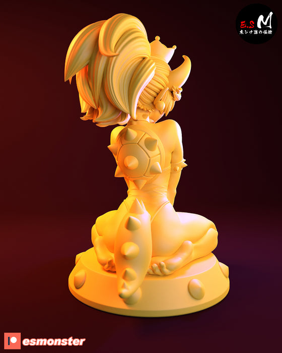 Bowsette | Pin-Up Statue Fan Art Miniature Unpainted | E.S Monster