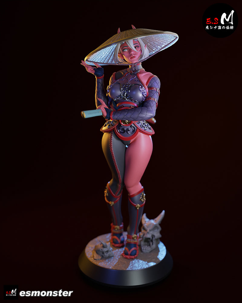 Oni girl | Pin-Up Statue Fan Art Miniature Unpainted | E.S Monster
