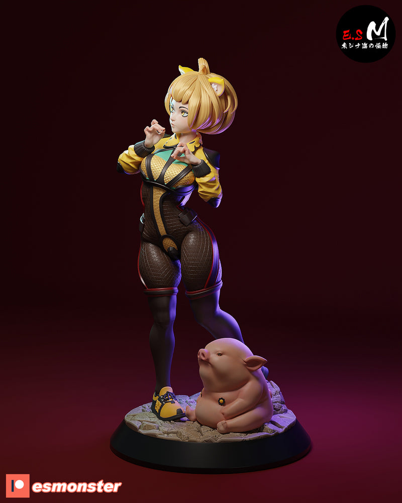 Pig Girl | Pin-Up Statue Fan Art Miniature Unpainted | E.S Monster