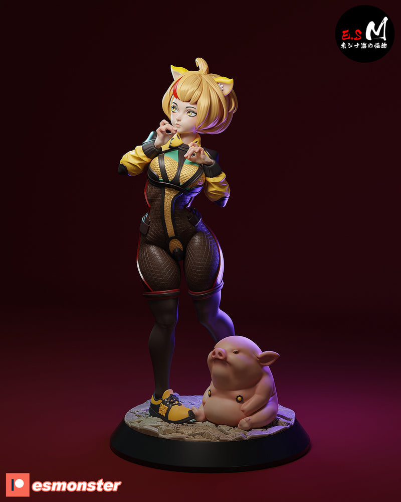 Pig Girl | Pin-Up Statue Fan Art Miniature Unpainted | E.S Monster