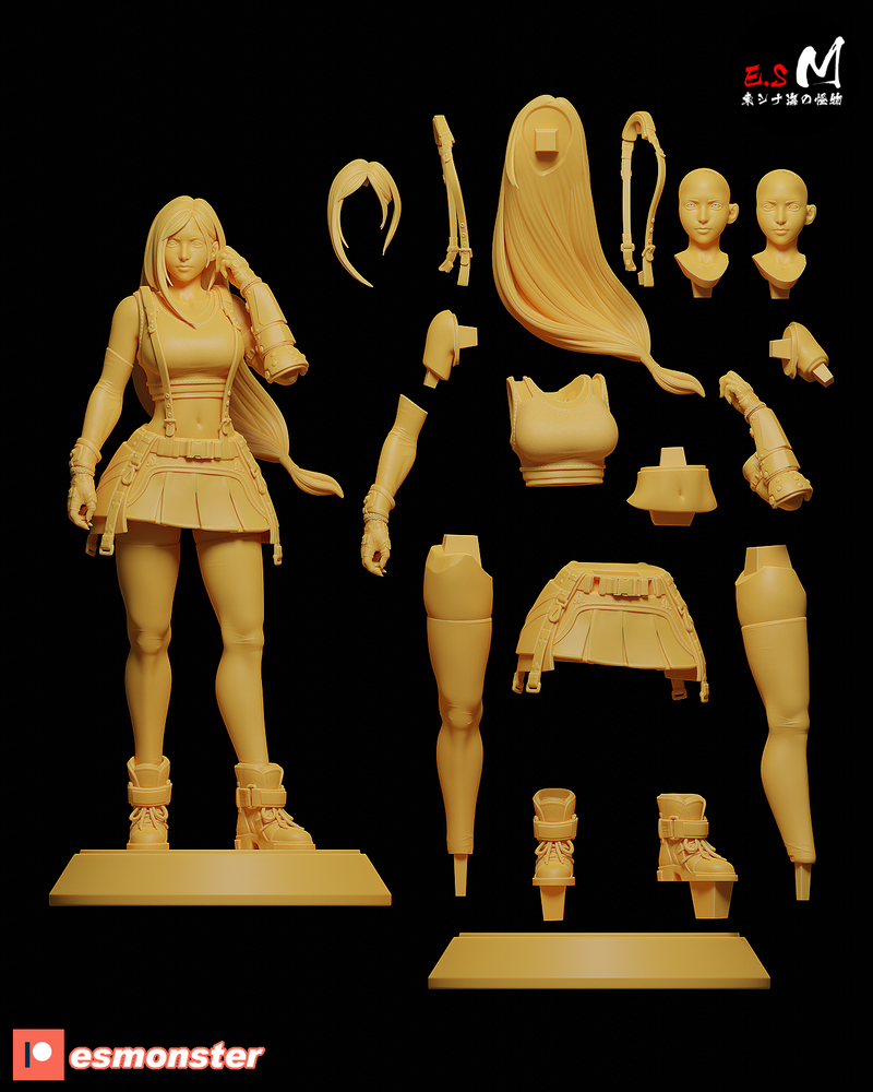 Tifa | Pin-Up Statue Fan Art Miniature Unpainted | E.S Monster