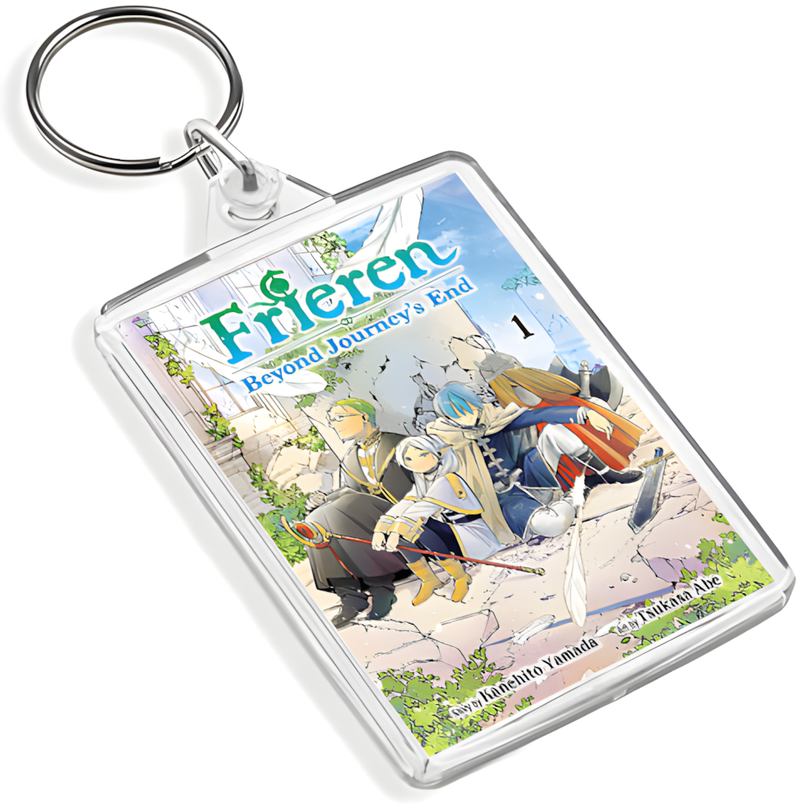 Frieren Inspired Manga Cover Art Keyring - Dual Sided English / Japanese