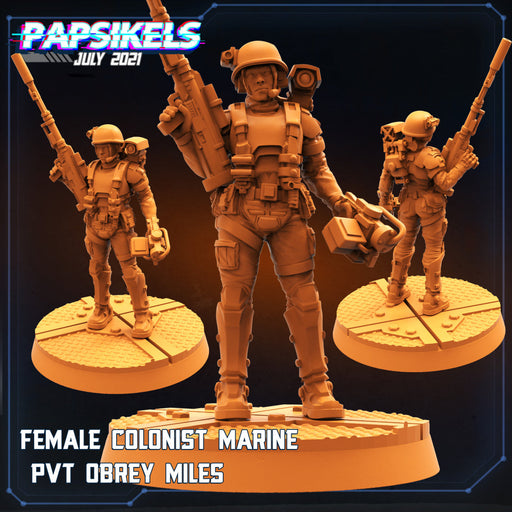 Female Colonist Marine PVT Obrey Miles | Aliens Vs Humans III | Sci-Fi Miniature | Papsikels TabletopXtra