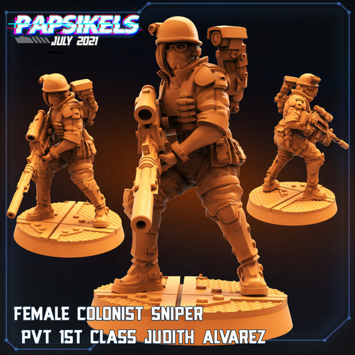 Female Colonist Sniper PVT 1st Class Judith Alvarez | Aliens Vs Humans III | Sci-Fi Miniature | Papsikels TabletopXtra