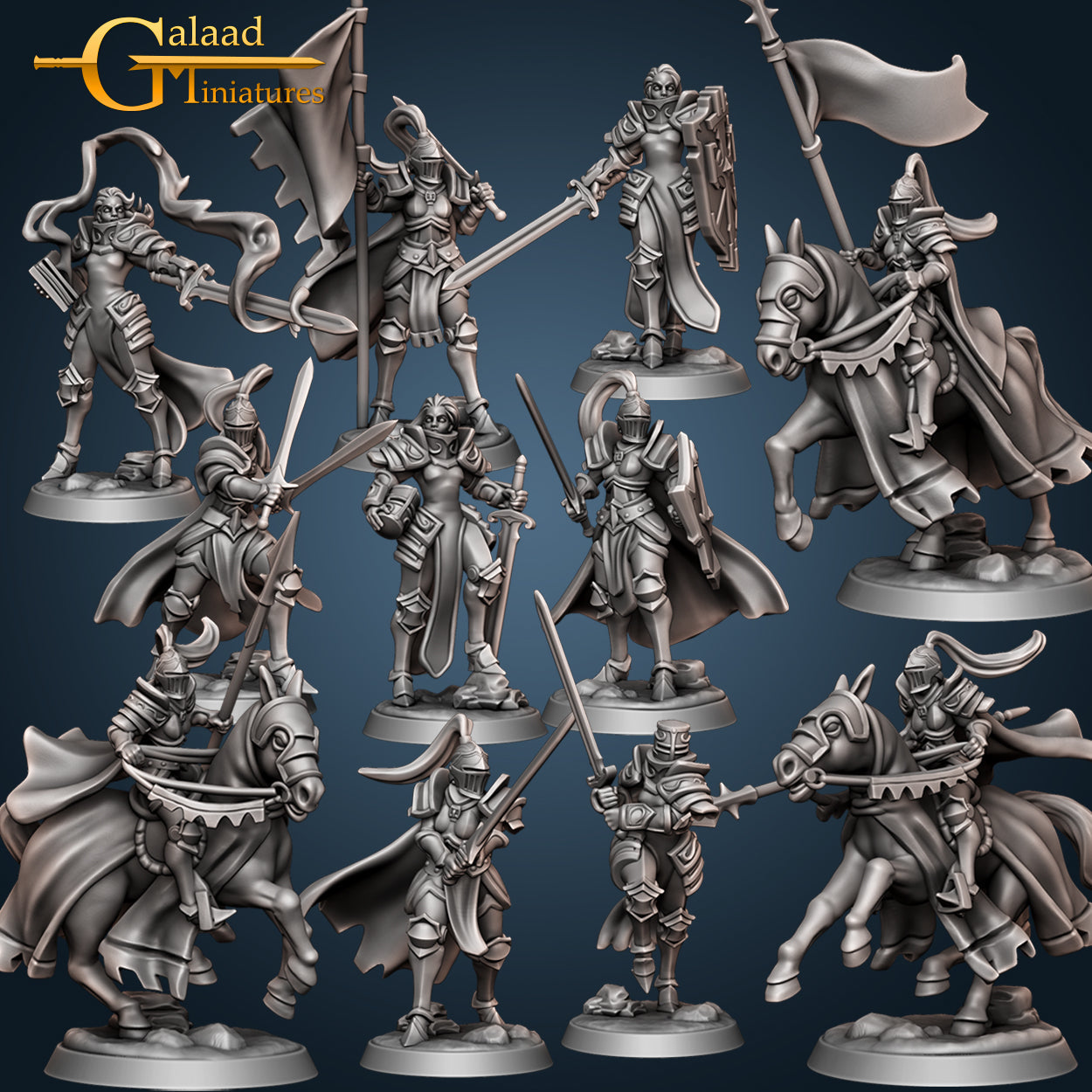 Female Knights Miniatures (Full Set) | Fantasy Miniature | Galaad Miniatures TabletopXtra