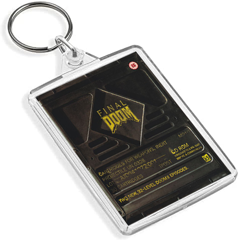 Classic Doom Inspired Game Cover Art Keyring - Dual Sided Box Art