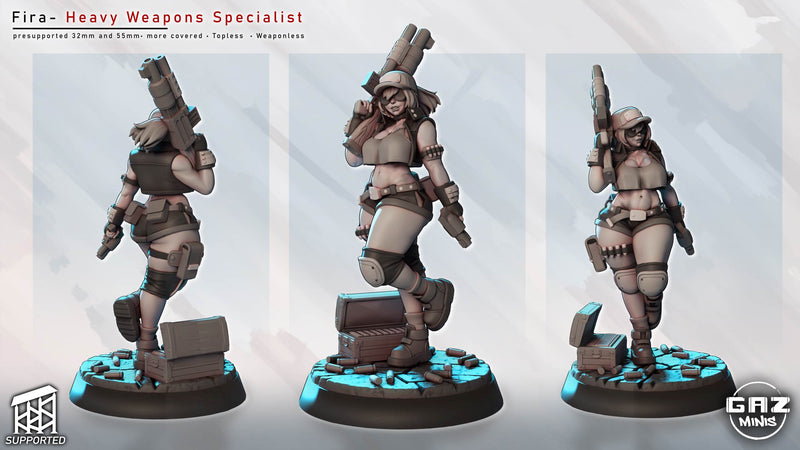 Heavy Weapons Specialist Fira | Fantasy Pin-Up Miniature | Gaz Minis