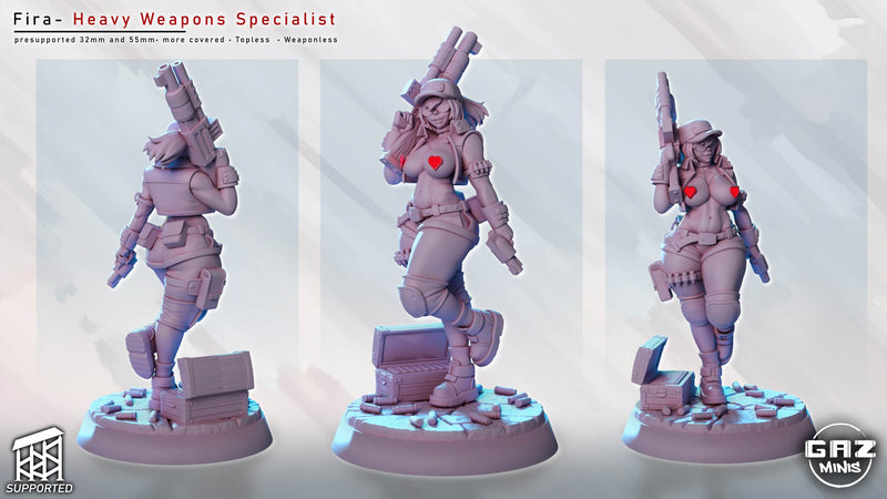 Heavy Weapons Specialist Fira | Fantasy Pin-Up Miniature | Gaz Minis