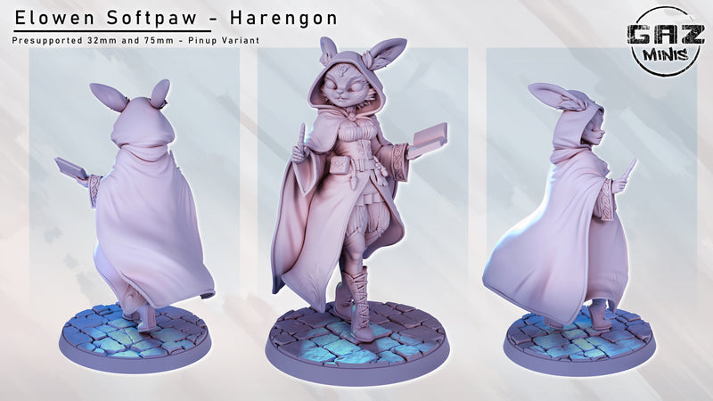 Harengon Bunny Mage Elowen Softpaw | Fantasy Pin-Up | Fantasy Miniature | Gaz Minis | [Multi-Listing]