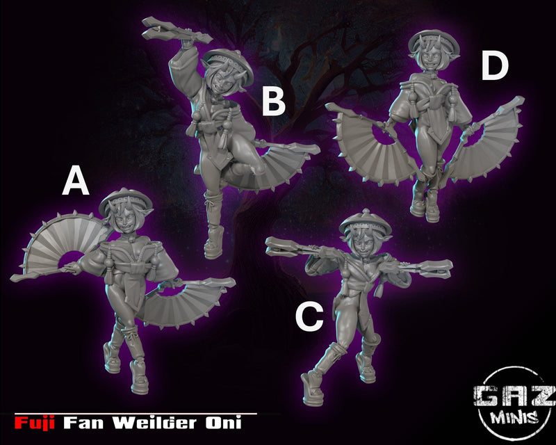 Fuji Fan Weilder (Pose Pack) | Oni Assault Miniatures | Fantasy Miniature | Gaz Minis