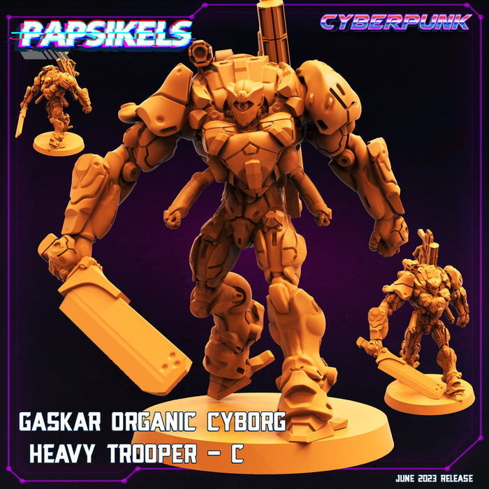 Gaskar Organic Cyborg Heavy Trooper Miniatures | Cyberpunk | Sci-Fi Miniature | Papsikels TabletopXtra