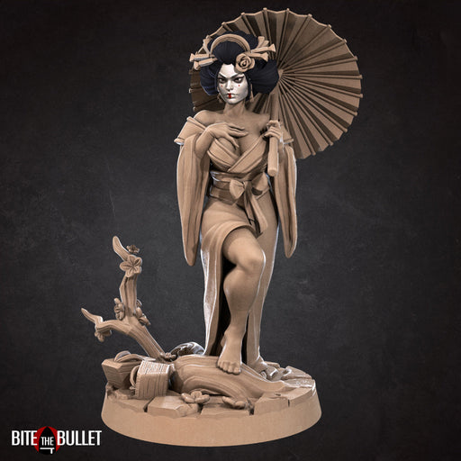 Geisha (Umbrella) | Japanese Bullet Town | Fantasy Miniature | Bite the Bullet TabletopXtra