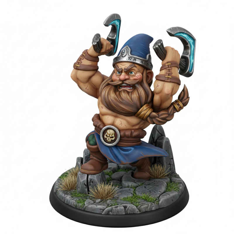 Gumdrop the Gnome Barbarian | Oaken Hollow Heroes Vol 3| Fantasy Miniature | Twin Goddess Miniatures