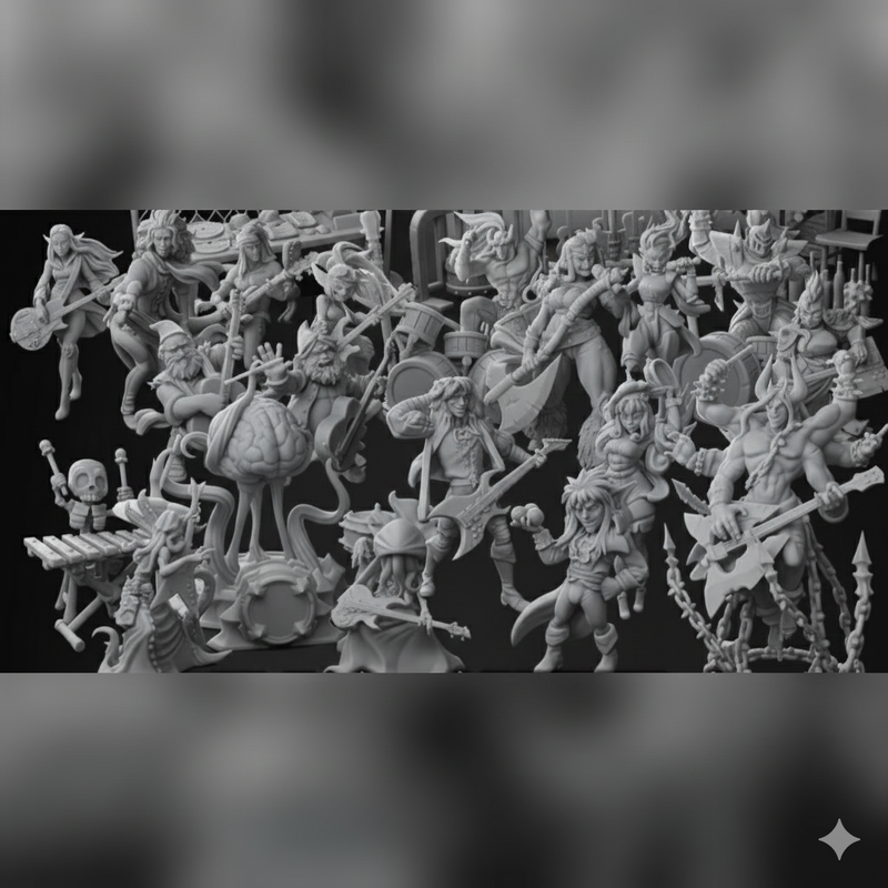 Bard Adventurer Miniatures | Bardic Beatdown | Twin Goddess Miniatures